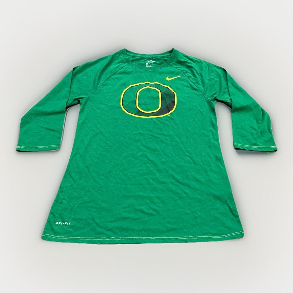 Nike Womens Green NCAA Oregon Ducks 3/4 Sleeve Tee Shirt Size S SMALL